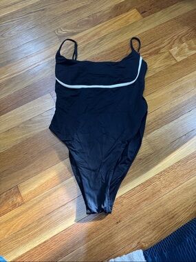 Monday Swimwear Black One-Piece with White Trim